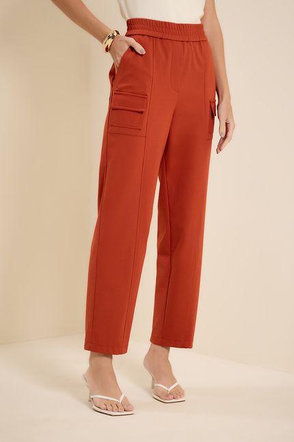 Calça bolso detalhe estruturada terracota