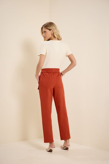 Calça bolso detalhe estruturada terracota