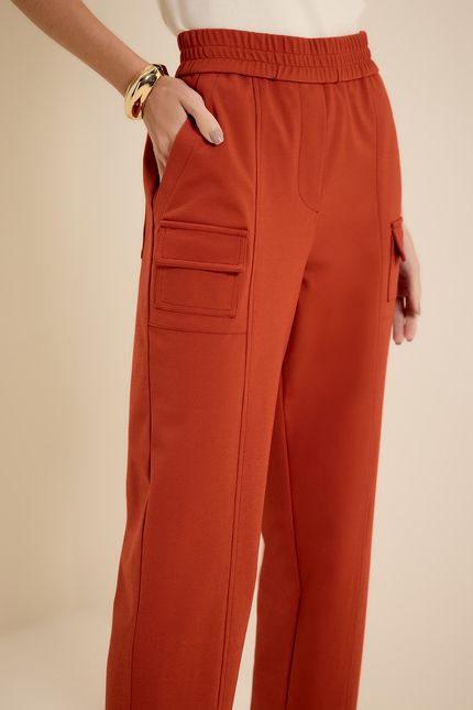 Calça bolso detalhe estruturada terracota