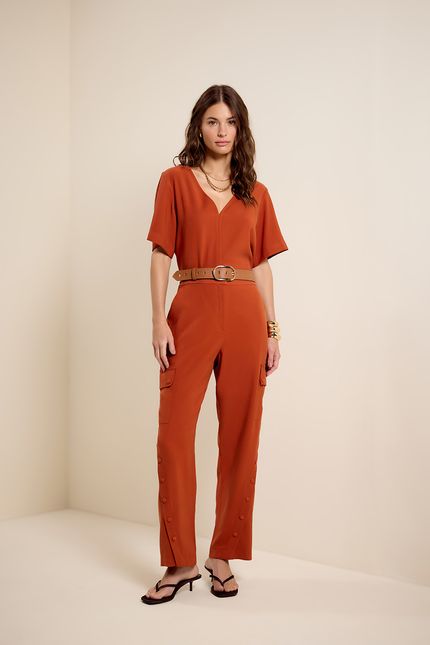 Blusa mc decote v terracota
