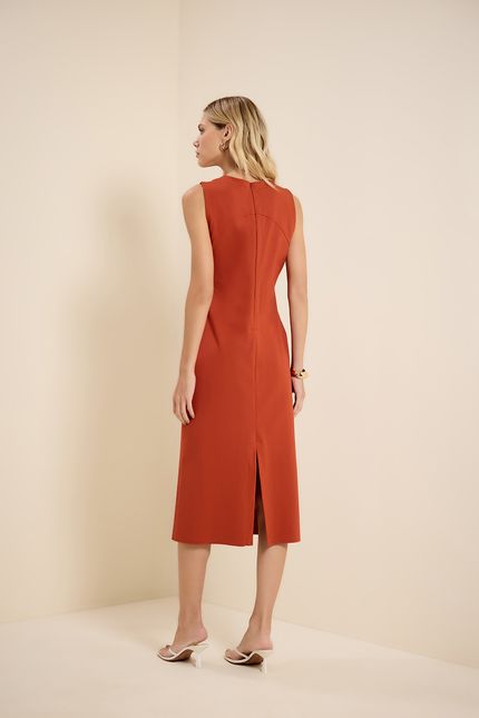 Vestido bolso detalhe estruturada terracota