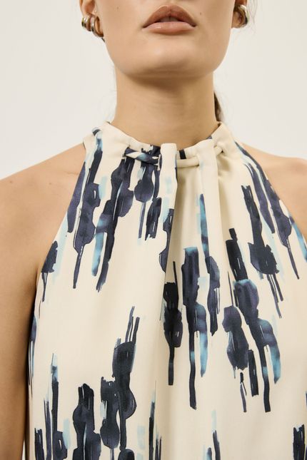 Blusa detalhe decote gipsy azul mpb
