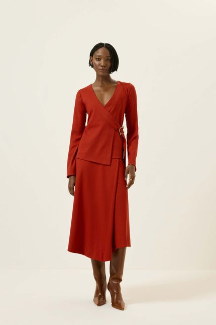 Blusa malha transpasse detalhe vermelho soul