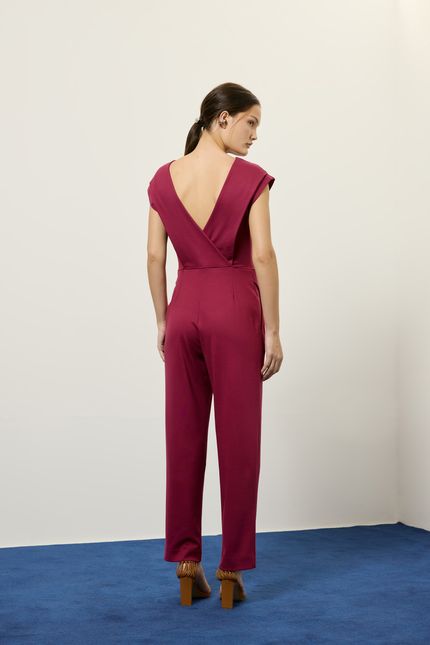 Macacão malha alfaiataria rosa mambo