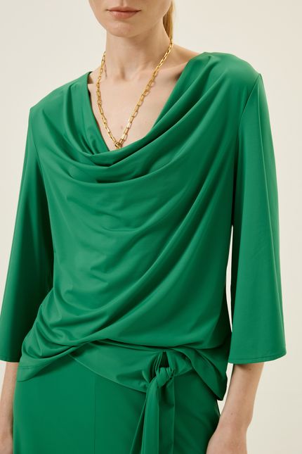 Blusa bio jersey jabot degagê verde classico