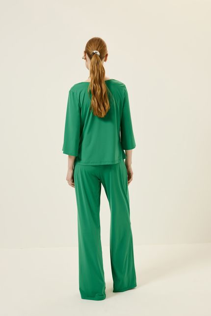 Blusa bio jersey jabot degagê verde classico
