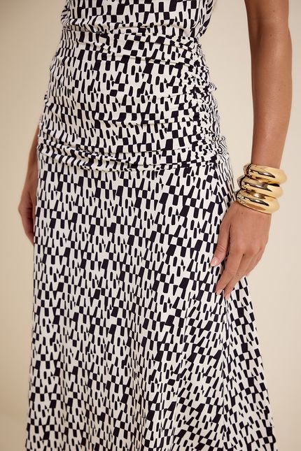 Saia bio jersey pala franzida cones preto c/off white