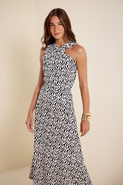 Saia bio jersey pala franzida cones preto c/off white