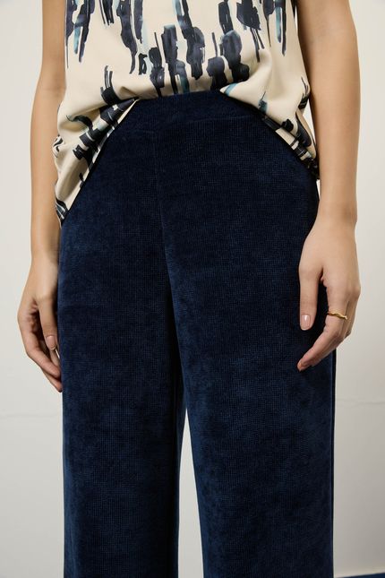 Calça pantalona cotelê azul rock