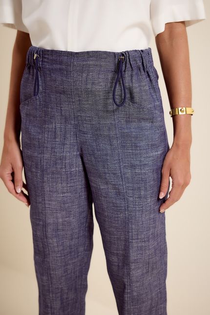 Calça linho índigo azul indigo