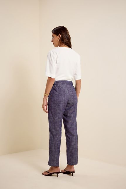 Calça linho índigo azul indigo