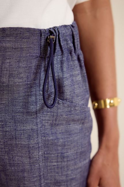 Calça linho índigo azul indigo