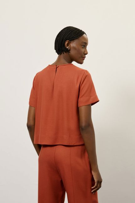 Blusa t-shirt dec redondo laranja forro