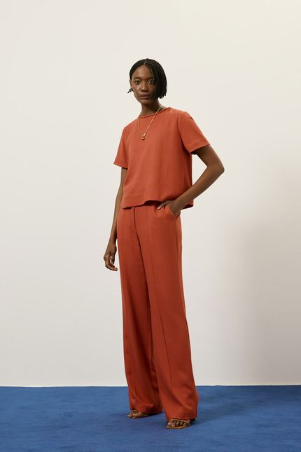 Blusa t-shirt dec redondo laranja forro