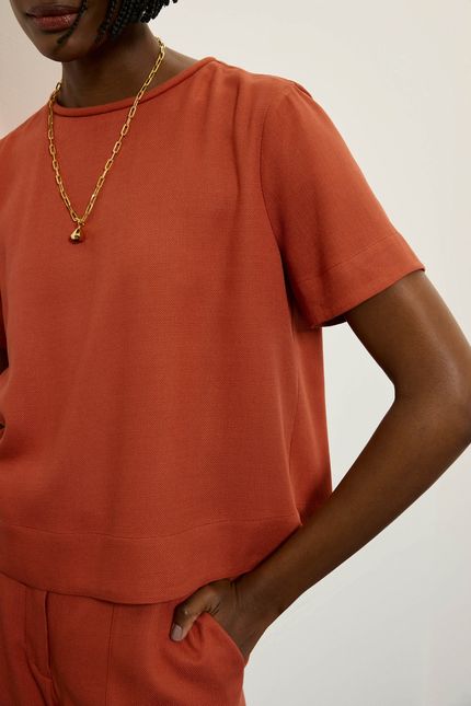 Blusa t-shirt dec redondo laranja forro