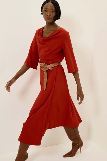 Saia malha transpasse vermelho soul