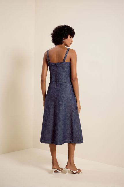 Vestido jeans midi alça