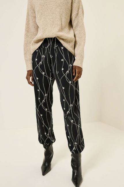 Calça bio jersey selaria selaria preto com off white