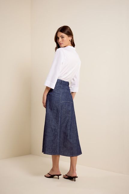 Saia jeans recortes