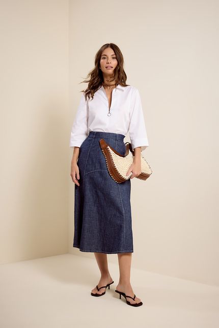 Saia jeans recortes