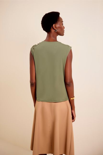Blusa bio jersey detalhe metal verde eucalipto