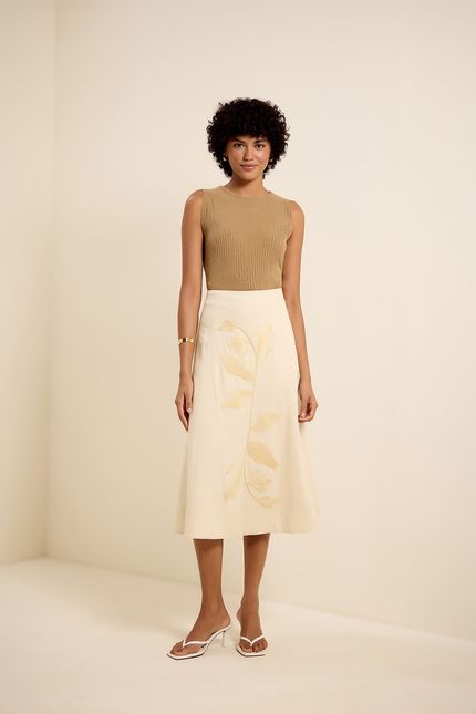 Blusa tricot mix canelado caramelo ceramica