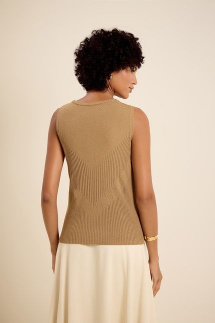 Blusa tricot mix canelado caramelo ceramica