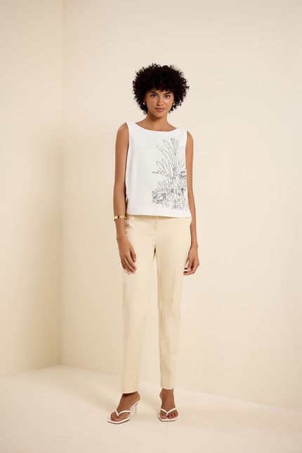 Blusa localizado esboço off white com preto