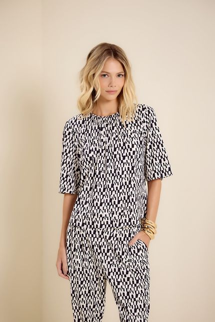 Blusa bio jersey detalhe cones preto c/off white