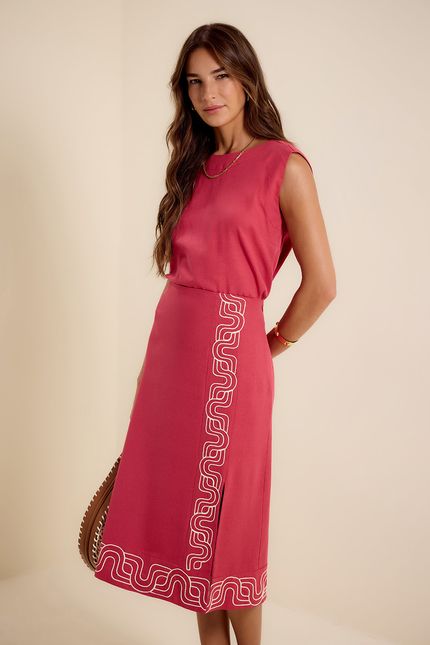 Blusa linho sm rosa gerbera