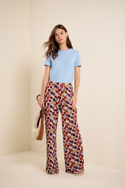 Blusa tricot mc picueta azul céu