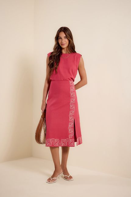Blusa linho sm rosa gerbera