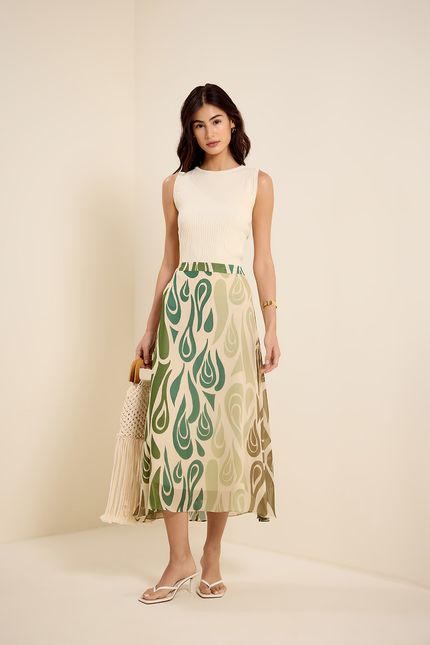 Blusa tricot mix canelado bege concha