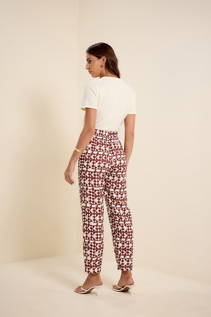 Calça cós amarração ateliê marrom terra