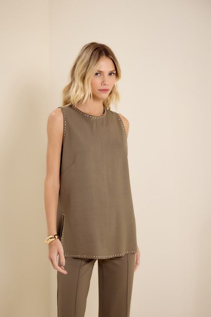 Blusa túnica termo verde eucalipto