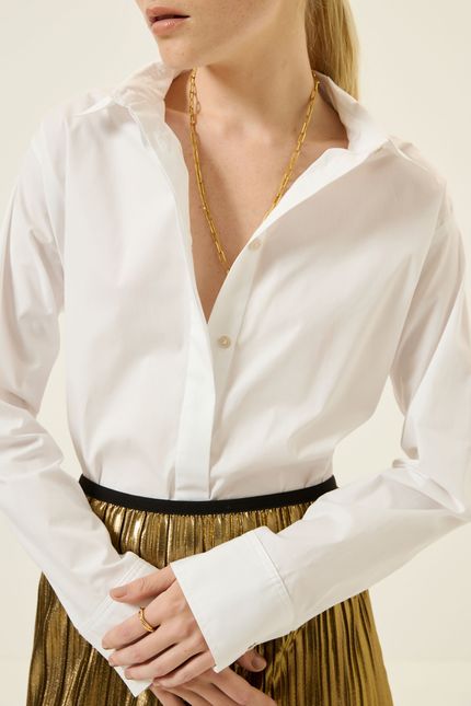 Camisa tricoline costas elástico branco