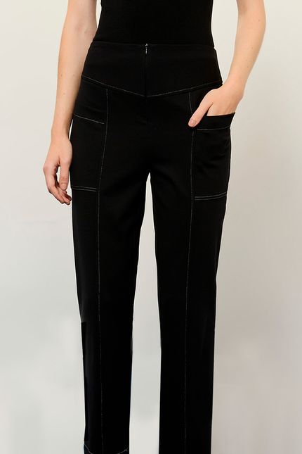 Calça malha pesponto preto