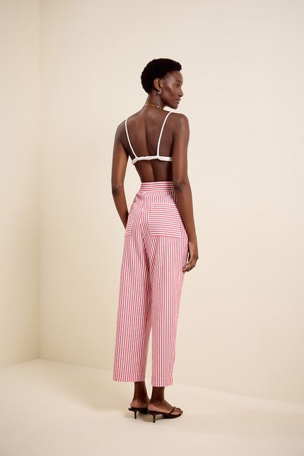 Calça listra amarração vermelho bromelia com off white