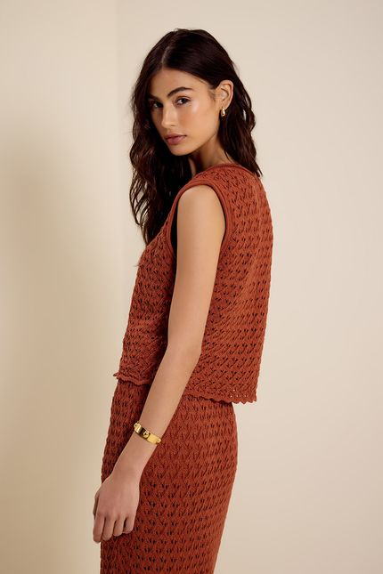 Blusa tricot sm det gola terracota
