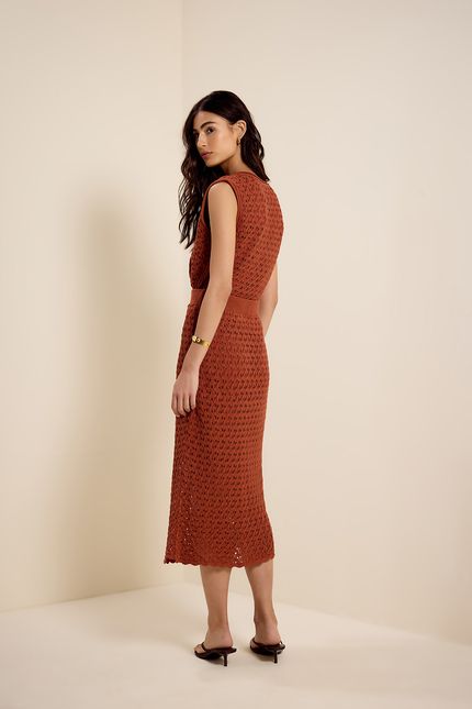 Saia tricot midi terracota
