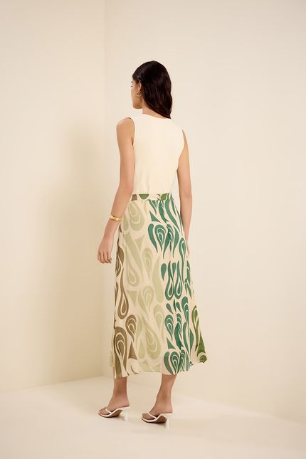 Saia ggt evasê curvas verde eucalipto