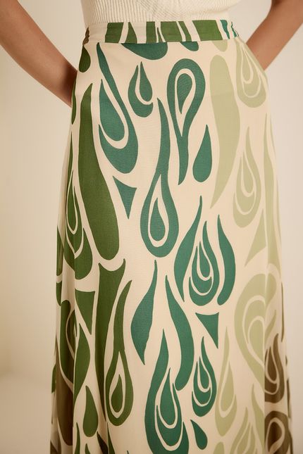 Saia ggt evasê curvas verde eucalipto