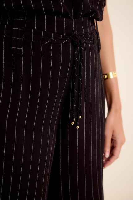 Bermuda listra amarração preto com off white