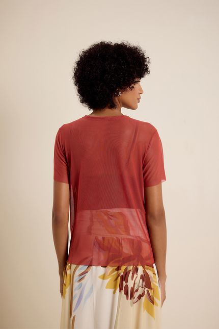 Blusa tule tshirt mc terracota