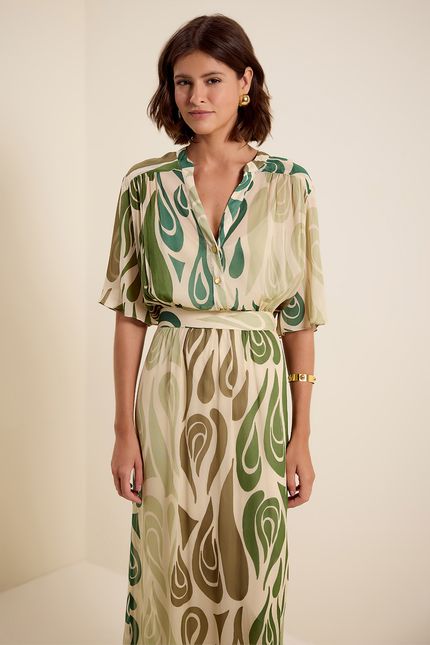 Vestido ggt chemise curvas curvas verde eucalipto