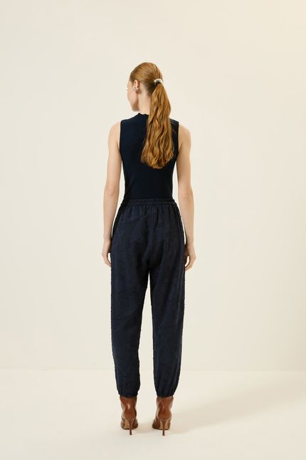 Calça arabesco cós elástico azul rock