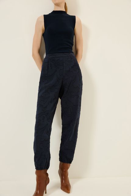 Calça arabesco cós elástico azul rock