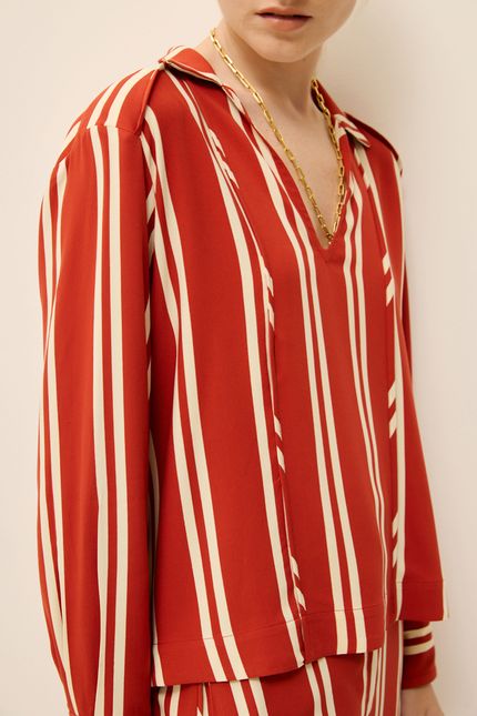 Camisa listra rongeant vermelho soul com off white