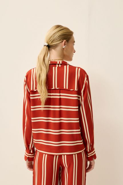 Camisa listra rongeant vermelho soul com off white