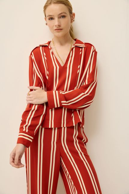 Camisa listra rongeant vermelho soul com off white